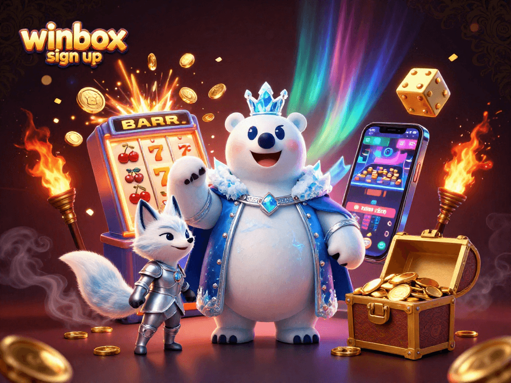 Winbox sign up to vivid jackpots with an ice king and snow fox in a 3D casino adventure.