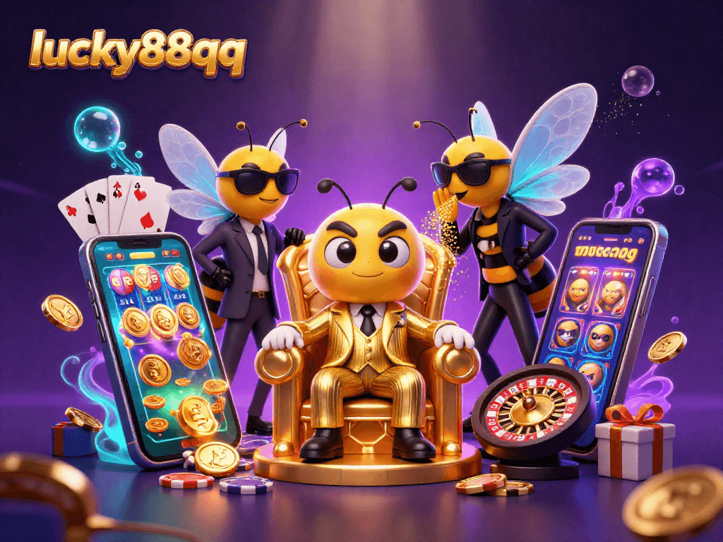 Join the exciting lucky88qq experience with a 3D bumblebee mob boss and casino elements.