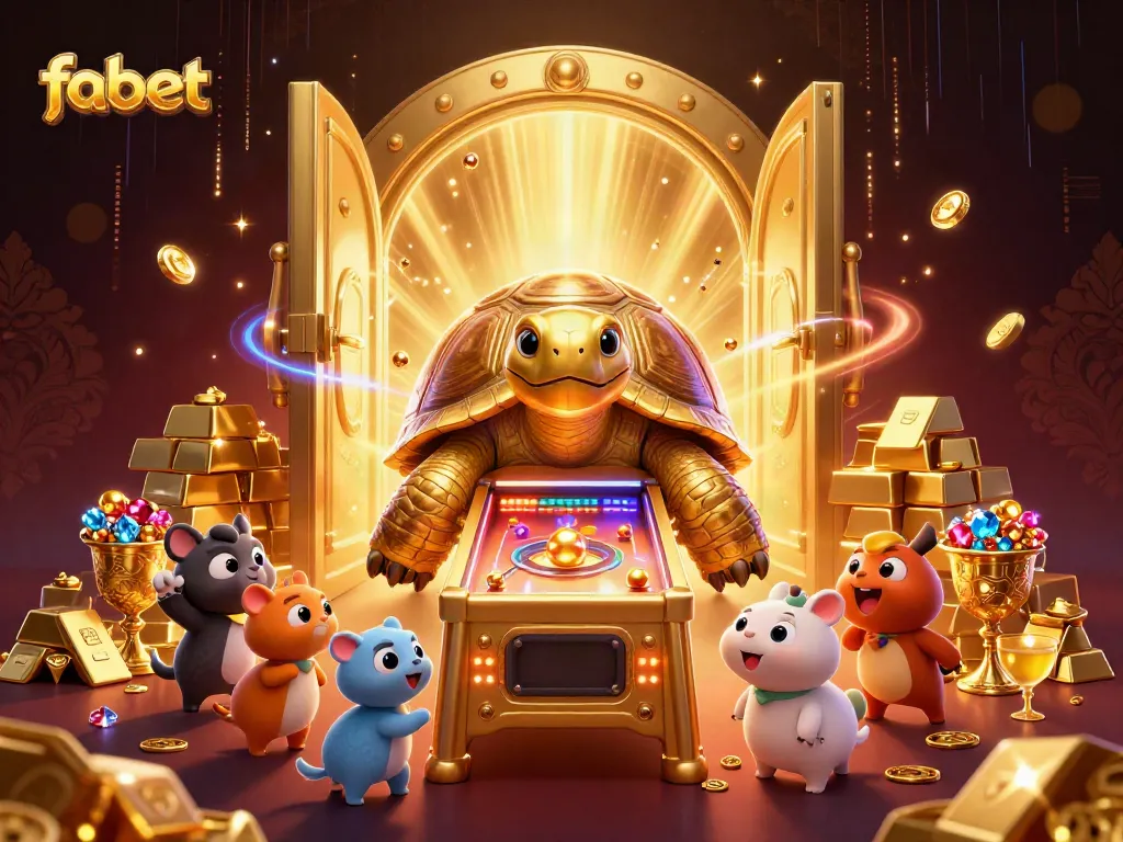 Experience thrilling wins with fabet's exciting cartoon scene filled with treasure and luck.