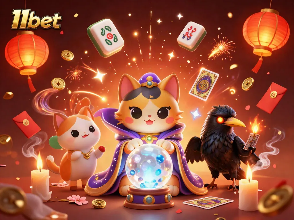 Engage in thrilling gameplay with 11bet, featuring vibrant casino elements and mystical characters.