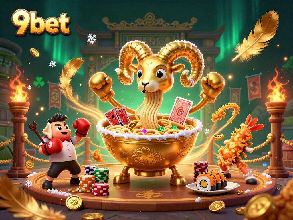 Experience thrilling gambling adventures at 9bet with a vibrant 3D casino illustration.