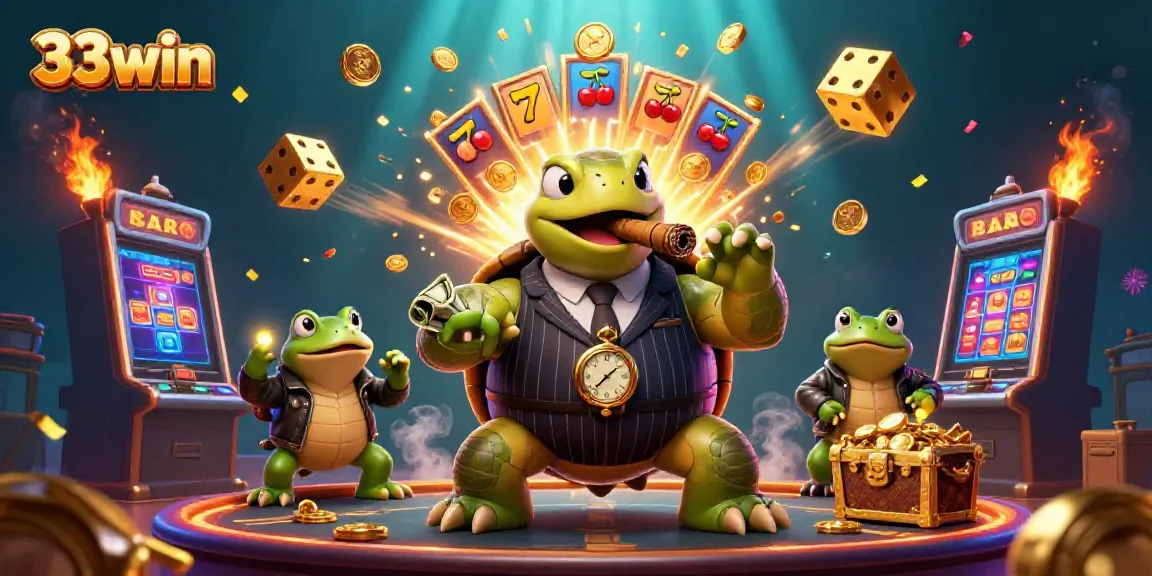 Experience thrilling gaming with the lively 33win casino scene showcasing vibrant characters and slot machines.
