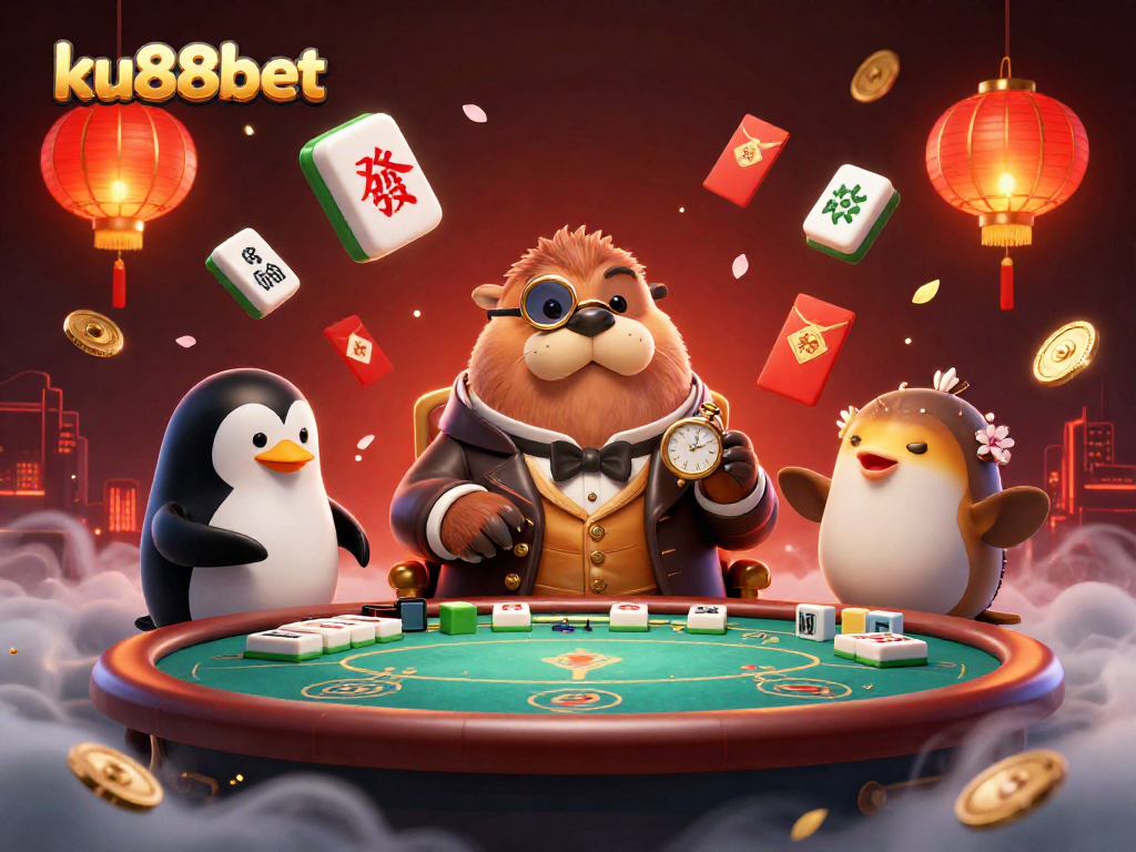 Engage with ku88bet's vibrant underwater poker scene featuring a jolly walrus and unique casino elements.