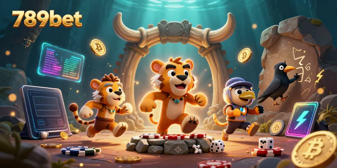 Experience the vibrant world of 789bet with dazzling casino characters and crypto elements.