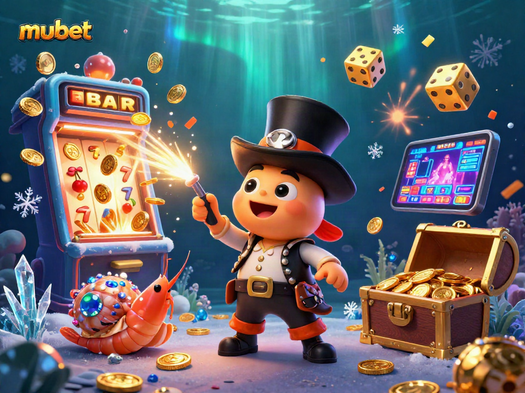 Engage with the mubet undersea casino scene featuring vibrant 3D characters and exciting gaming elements.