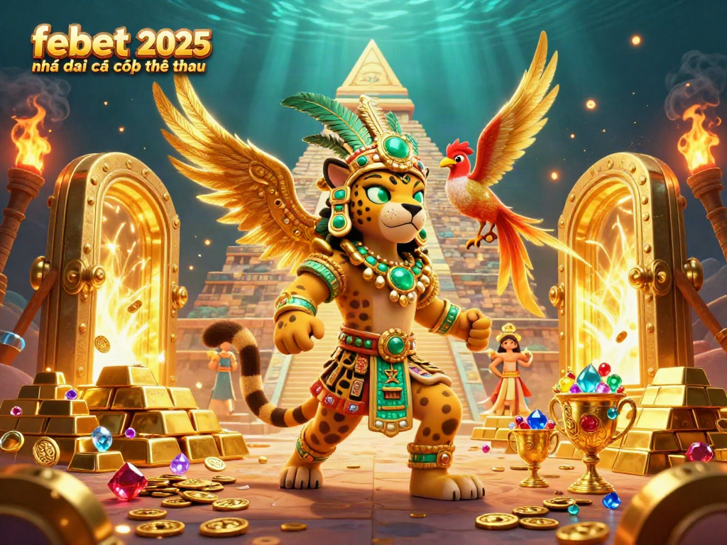 Experience excitement at febet 2025 nhà cái cá cược thể thao with this vibrant 3D illustration of a Mayan jaguar priest.