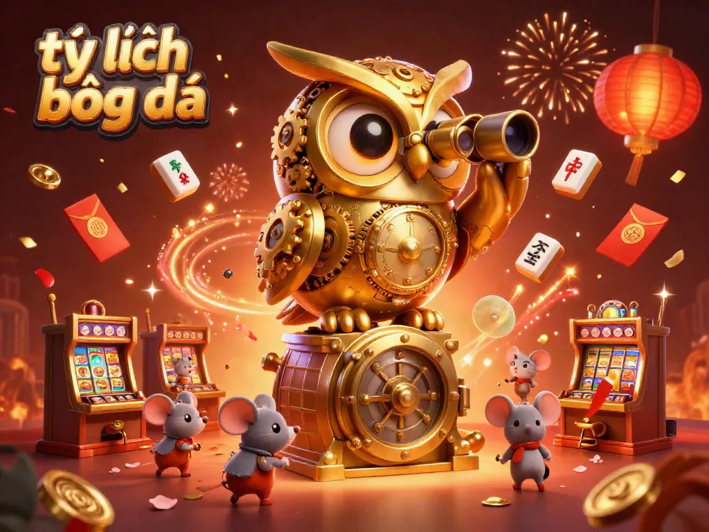 Immerse in the thrilling tỷ lệ bóng đá scene with a golden owl overseeing lively casino action.