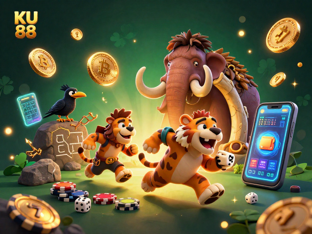 Experience the excitement at KU 88's thrilling prehistoric casino featuring a unique caveman theme.